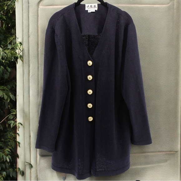 Vintage J.S.S Made in USA Chunky Gold Button Chic Career Evening Jacket Size 18 - Picture 1 of 9